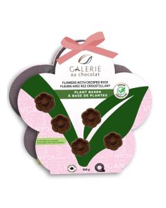 Fleur chlocolatée avec riz croustillant végétalien