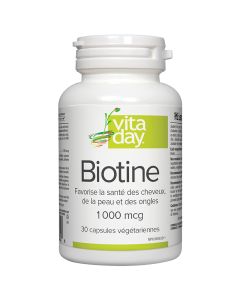 Biotine 1000 mcg - Cheveux, peau et ongles