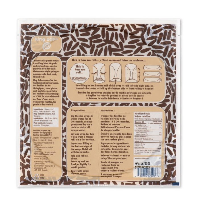 Organic Brown Rice paper wraps