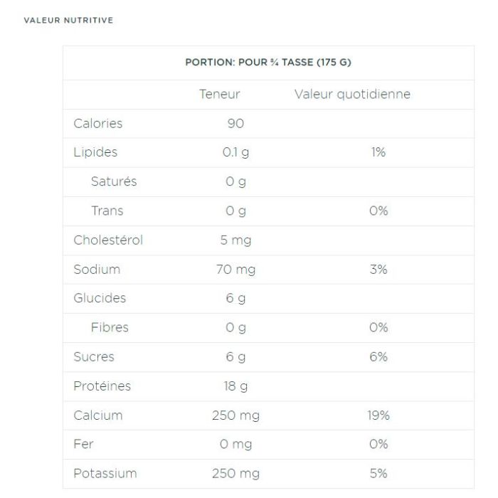 Yogourt grec sans lactose 0% Nature protéines 18 g