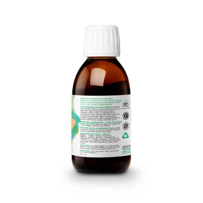 Orange Flavour Liquid Zinc Vitamin C - Kids Vitamins