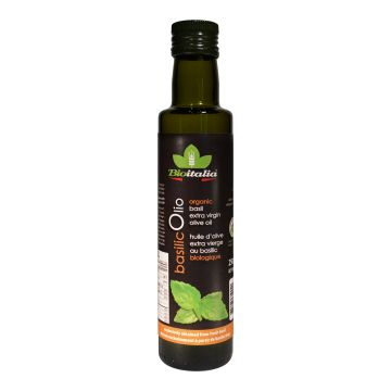 Huile d'olive extra vierge au basilic biologique