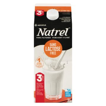 Lait 3,25% finement filtré sans lactose