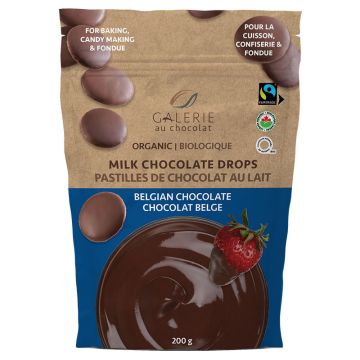 Pastilles de chocolat au lait belge biologique