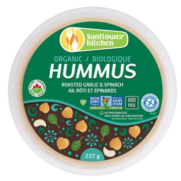 Hummus biologique - Ail rôti et épinards