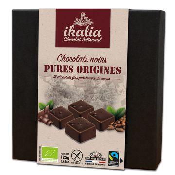 Coffret chocolats biologiques  - Chocolats noirs pures origines