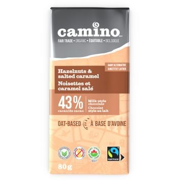 Fairtrade Organic 43% Dark Chocolate Bar Base Oats with Hazelnuts and Salted Caramel