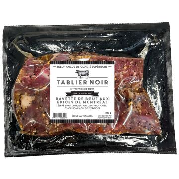 Beef flank steak with Montreal spices