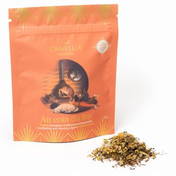 Tisane biologique chaleureuse et apaisante au coin du feu