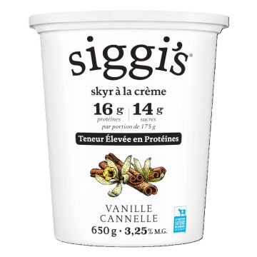 Yogourt skyr 3,25% Vanille cannelle à la crème