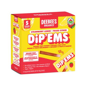 Poudre et bâtonnets de fraise citron biologiques à tremper Dip'ems