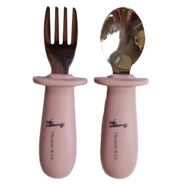 Silicone and Metal Spoon and Fork Set - Purple