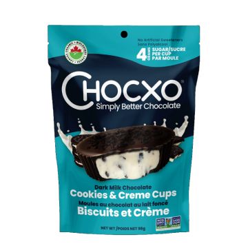 Moules chocolat au lait foncé garniture biscuits et crème biologiques