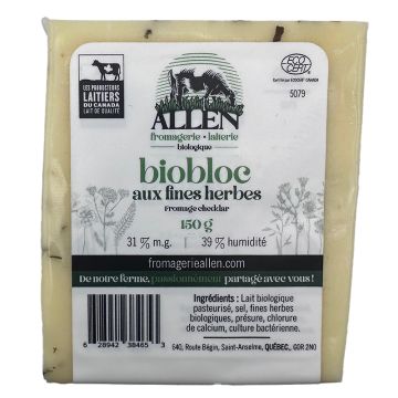 Fromage Biobloc cheddar fines herbes biologique