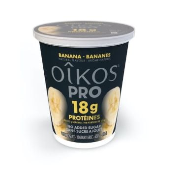 Yogourt grec  banane 18g protéines 0% M.G. biologique