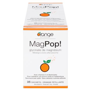 MagPop! Glycinate de magnésium orange pétillante - Os et muscles