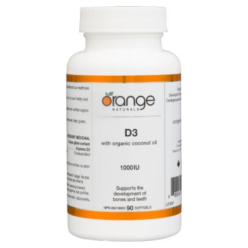 Vitamin D3 1000 IU with Organic Coconut Oil - Bones