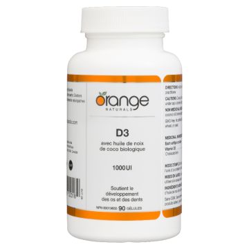 Vitamine D3 1000 UI avec huile de noix de coco biologique - Os
