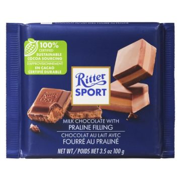 Chocolat au lait avec fourré au praliné