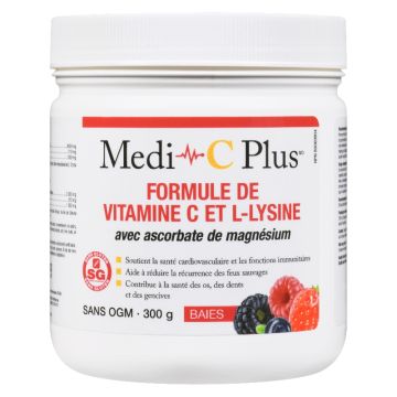Vitamine C et L-lysine avec ascorbate de magnésium baies 60 portions