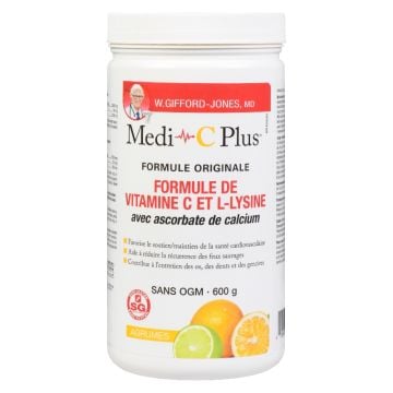 Vitamine C et L-lysine avec ascorbate de calcium agrumes 120 portions