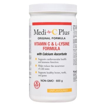 Vitamin C and L-lysine with Calcium Ascorbate Unflavoured 142 Servings