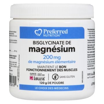 Bisglycinate de magnésium 200 mg muscles 120 portions