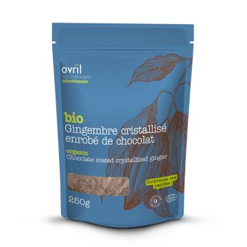 Gingembre cristallisé biologique enrobé de chocolat
