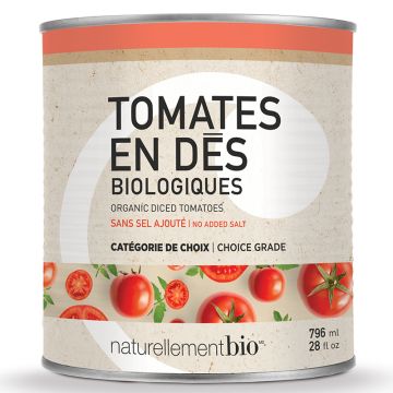 tomates en dés sans sel biologiques