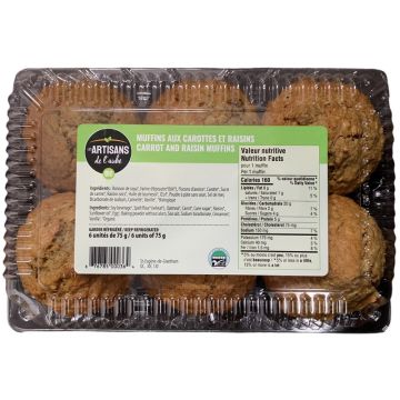 Muffins biologiques - Aux Carottes et raisins