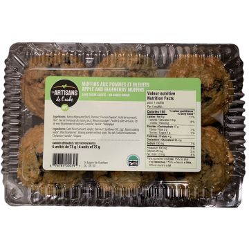 Muffins biologiques - Pommes et Bleuets, sans sucre ajouté