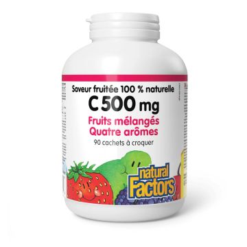 Vitamine C 500 mg saveur fruits mélangés quatre arômes - Antioxydant