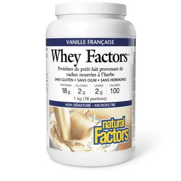 Whey Factors Protéines de petit-lait saveur vanille française 38 portions