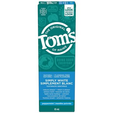 Dentifrice sans fluorure Simplement blanc - Menthe poivrée