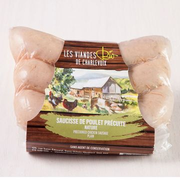 Organic plain pre-cooked chicken sausages