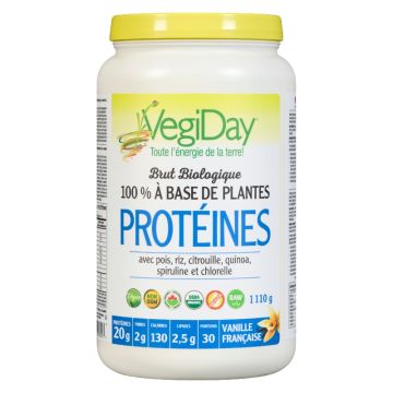 Protéines 100 % à base de plantes brut biologique vanille française 30 portions
