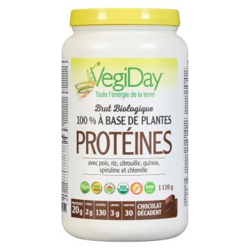 Protéines 100 % à base de plantes brut biologique chocolat 30 portions