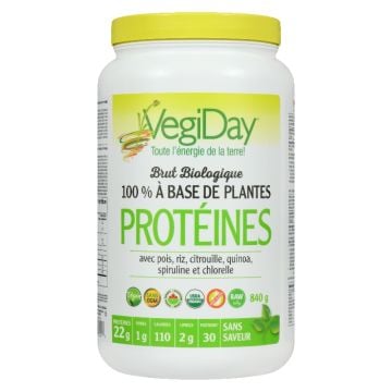 Protéines 100 % à base de plantes brut biologique sans saveur 30 portions