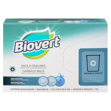 Blue Garbage Bags - 30''x 38'' 77 Liters
