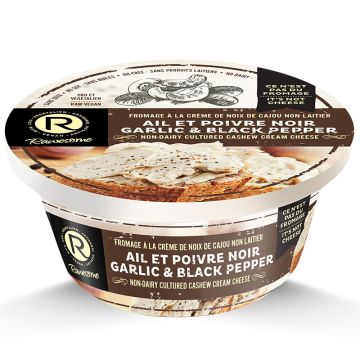 Fromage à la crème de noix de cajou non laitier - Ail et poivre noir