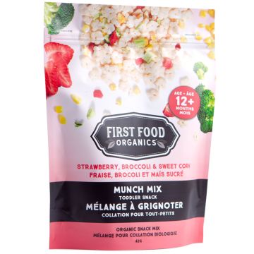 Mélange à grignoter biologique  - Fraise brocoli et maïs sucré