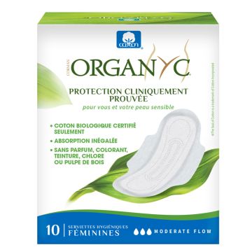 Panty liners - Moderate day pads with wings 100% organic cotton