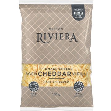 Cheddar vieilli râpé sans lactose 33%