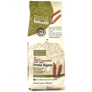 Pâtes de légumineuses - Penne protéinés de lentilles rouges et blé complet