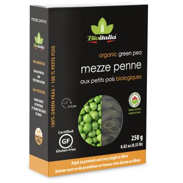 Pâtes mezze penne de petits pois biologiques