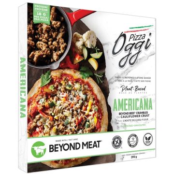 Gluten free pizza Americana - Beyond beef crumbles on cauliflower crust