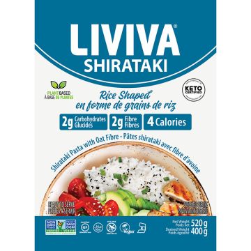 Pâtes Shirataki biologiques avec fibres d'avoine - En forme de grains riz