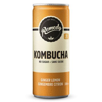 Organic Kombucha Ginger Lemon No Sugar
