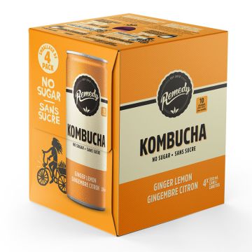 Organic Kombucha Ginger Lemon No Sugar