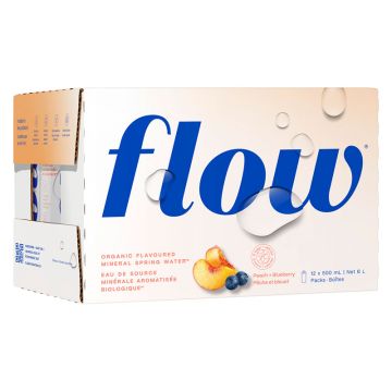 Eau de source alcaline - Saveur pêche et bleuet biologiques
